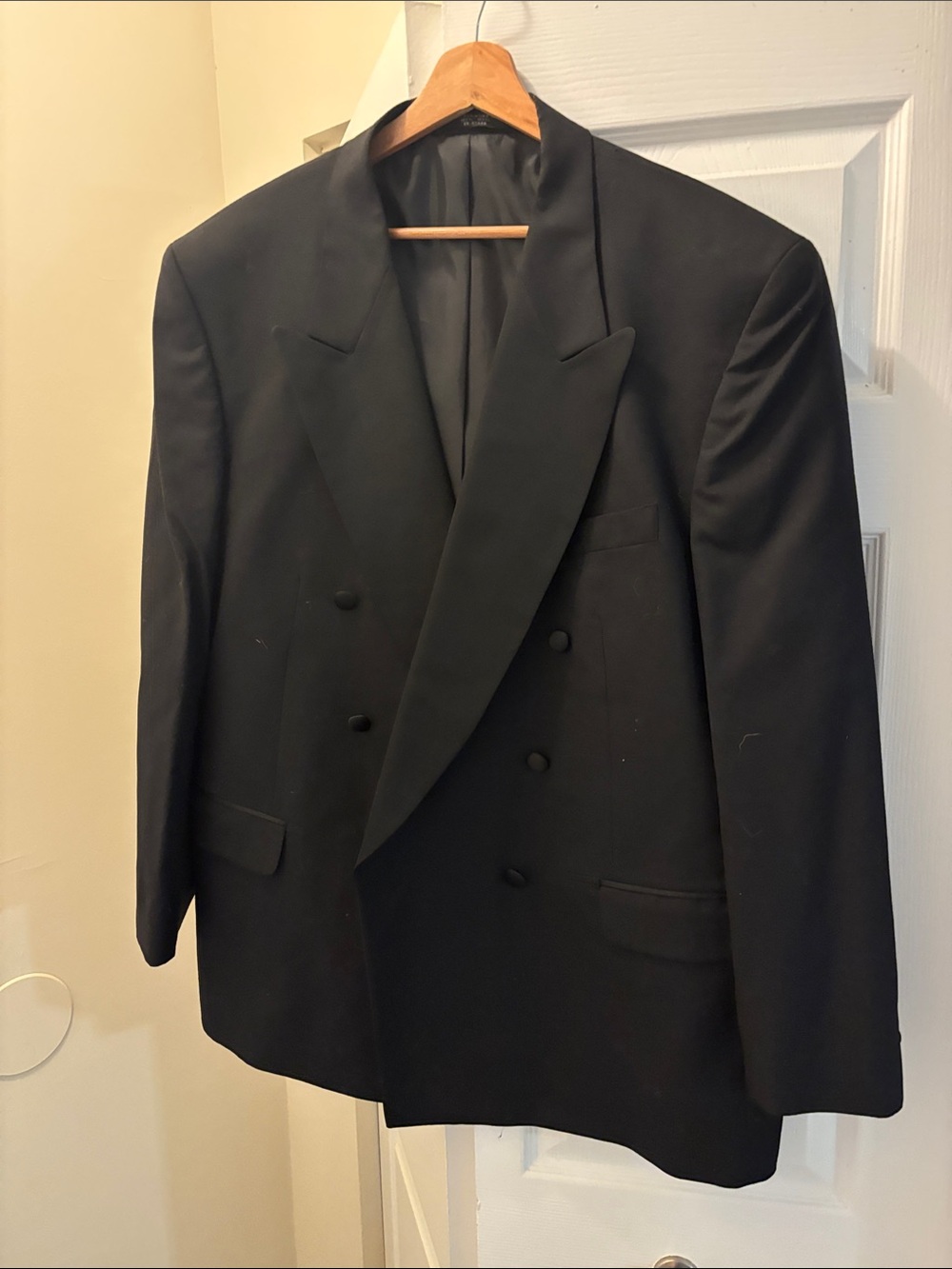 70s- 80's Classic Men's Black Double-Breasted Blazer 100% wool